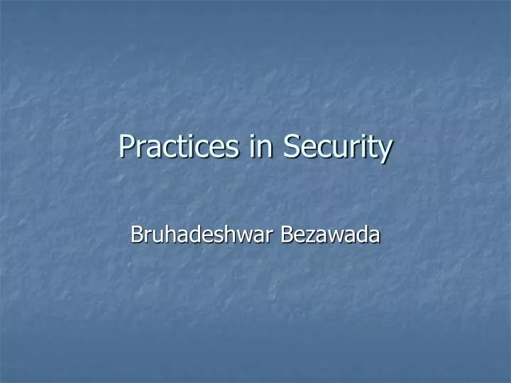 practices in security