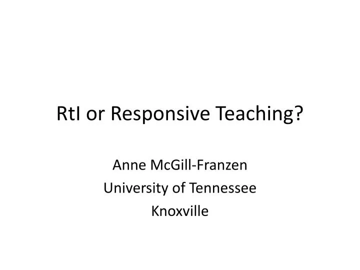 rti or responsive teaching