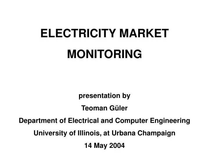 electricity market monitoring