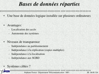 bases de donn es r parties