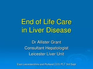 End of Life Care in Liver Disease