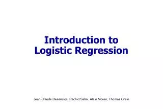 introduction to l ogistic r egression