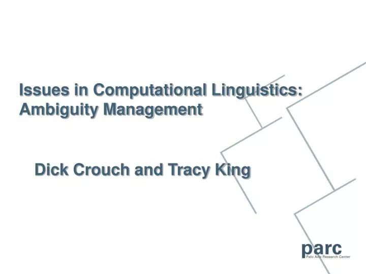 issues in computational linguistics ambiguity management