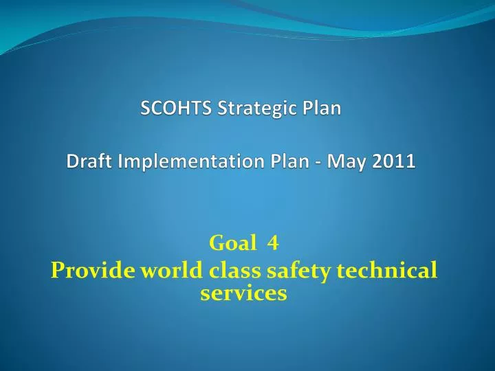 scohts strategic plan draft implementation plan may 2011