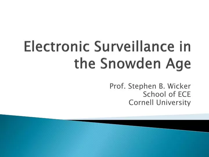 electronic surveillance in the snowden age