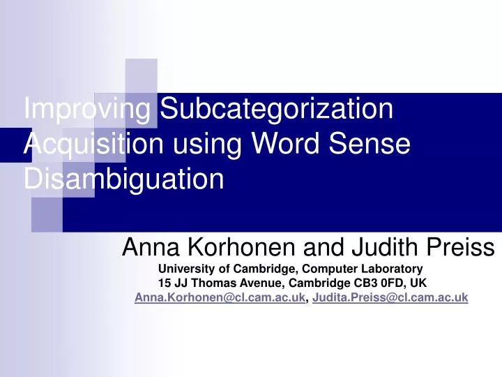 improving subcategorization acquisition using word sense disambiguation