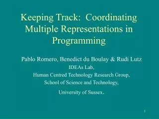 Keeping Track: Coordinating Multiple Representations in Programming