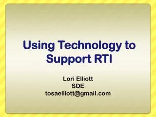 Using Technology to Support RTI