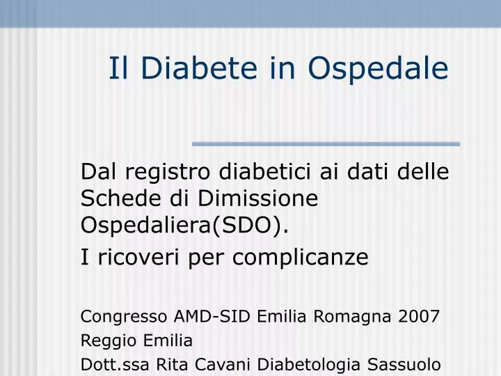 il diabete in ospedale