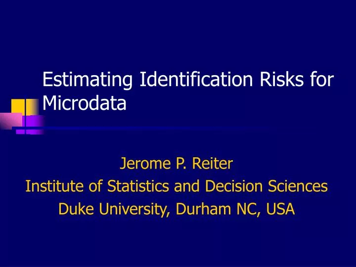 estimating identification risks for microdata