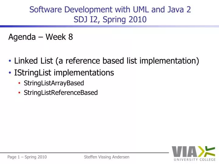 software development with uml and java 2 sdj i2 spring 2010