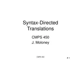 Syntax-Directed Translations