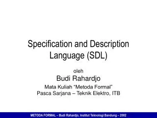 specification and description language sdl