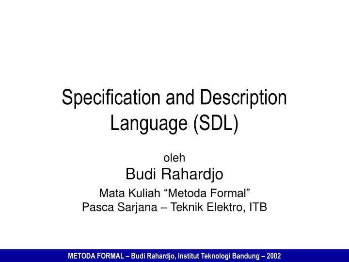 specification and description language sdl