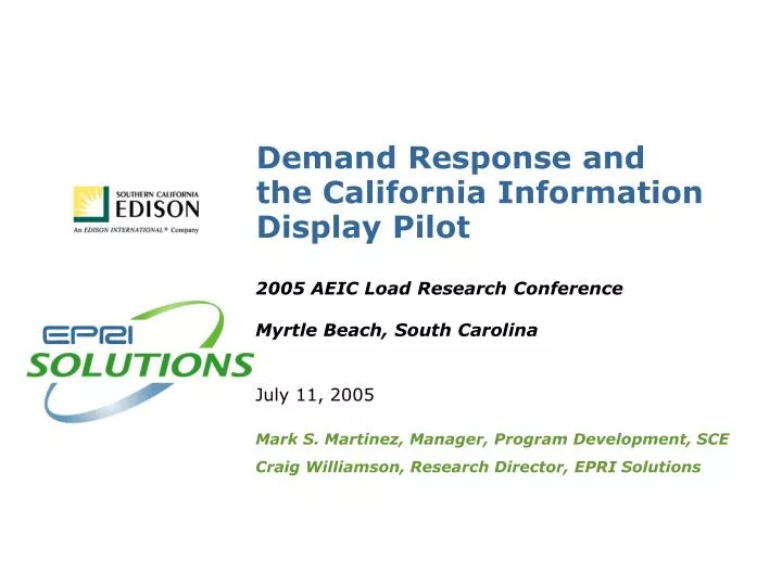 demand response and the california information display pilot