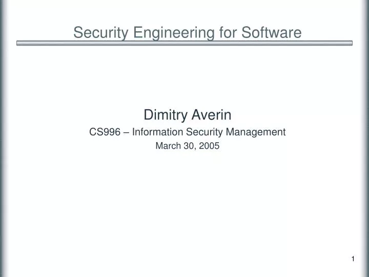 security engineering for software