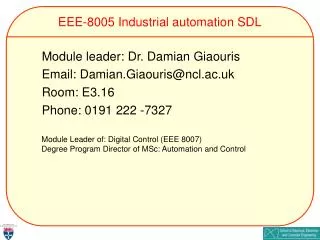 EEE-8005 Industrial automation SDL
