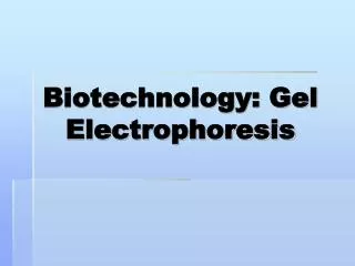 Biotechnology: Gel Electrophoresis