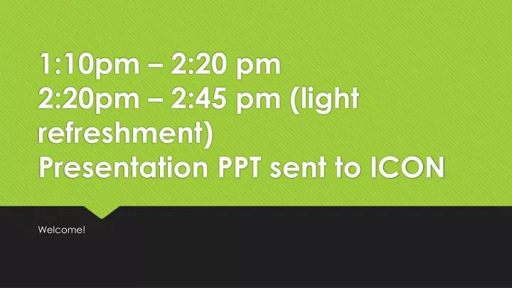 1 10pm 2 20 pm 2 20pm 2 45 pm light refreshment presentation ppt sent to icon
