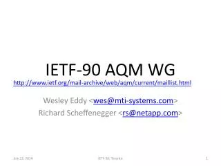 IETF-90 AQM WG