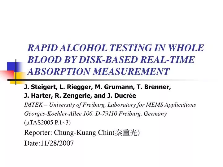 rapid alcohol testing in whole blood by disk based real time absorption measurement
