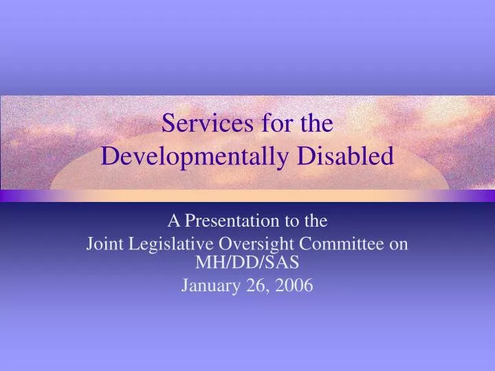 services for the developmentally disabled