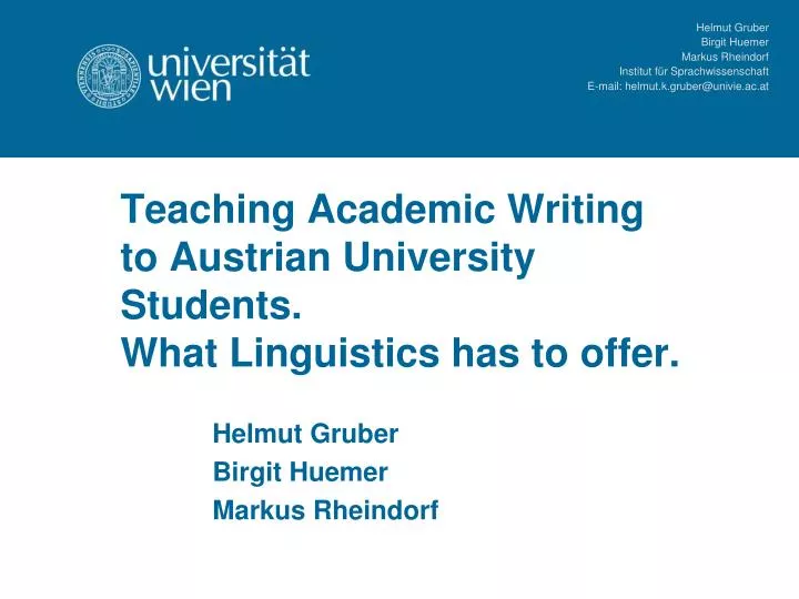 teaching academic writing to austrian university students what linguistics has to offer