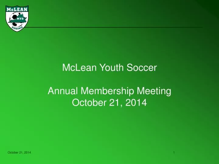mclean youth soccer annual membership meeting october 21 2014
