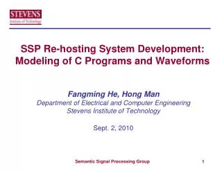 SSP Re-hosting System Development: Modeling of C Programs and Waveforms