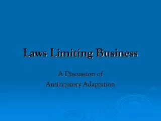 Laws Limiting Business