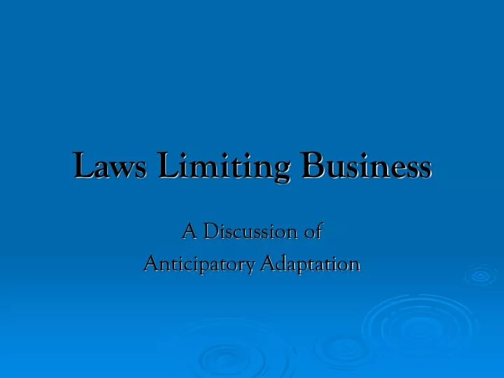laws limiting business