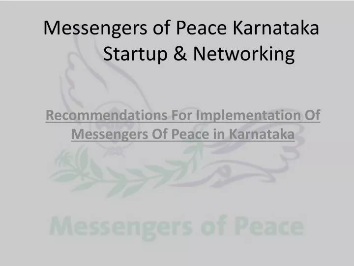 messengers of peace karnataka startup networking