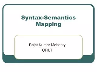 Syntax-Semantics Mapping