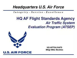 HQ AF Flight Standards Agency Air Traffic System Evaluation Program (ATSEP)