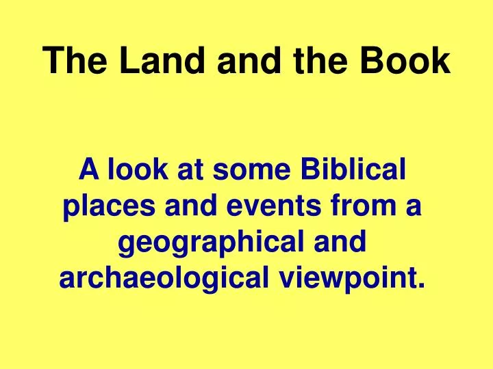 the land and the book