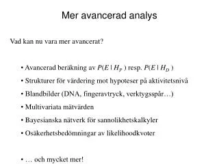 mer avancerad analys
