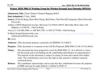 Project: IEEE P802.15 Working Group for Wireless Personal Area Networks (WPANs)