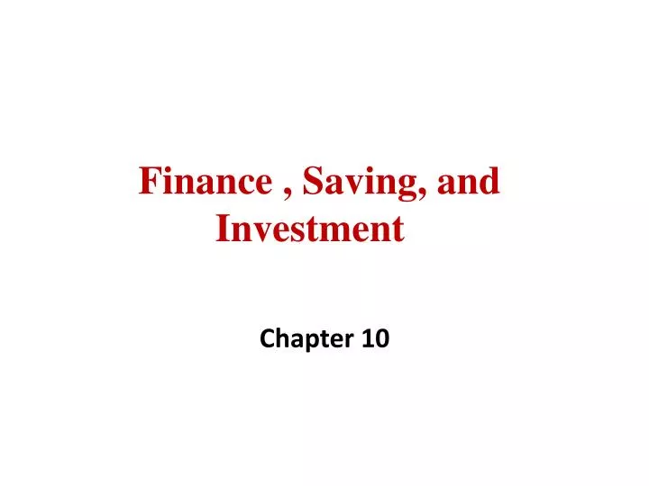 finance saving and investment