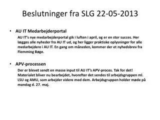beslutninger fra slg 22 05 2013