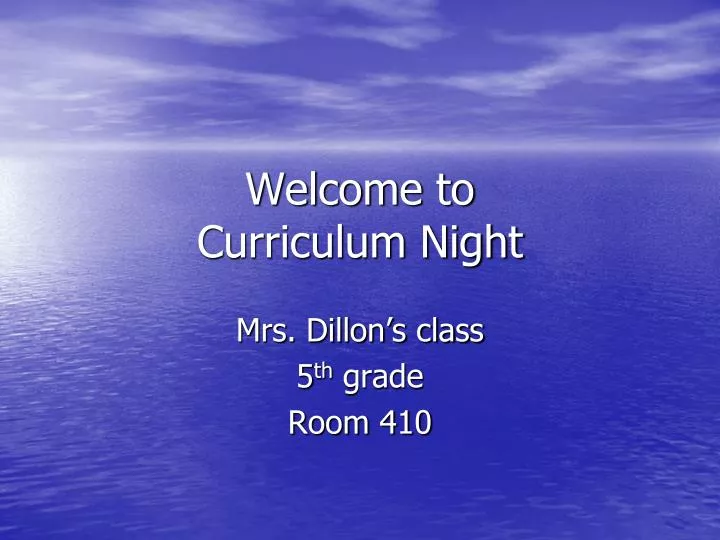 welcome to curriculum night