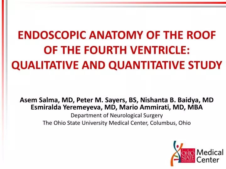endoscopic anatomy of the roof of the fourth ventricle qualitative and quantitative study