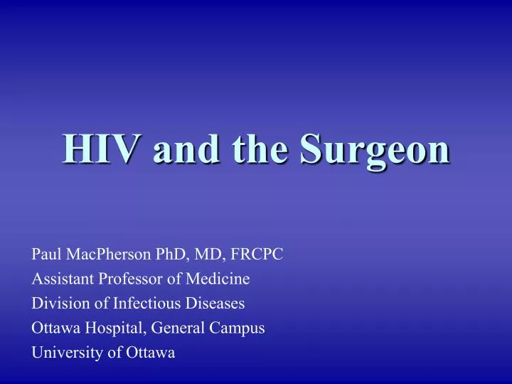 hiv and the surgeon