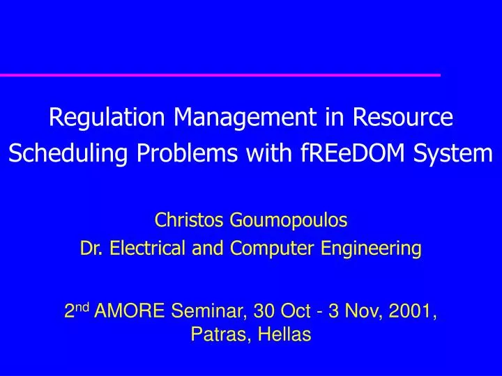 2 nd amore seminar 30 oct 3 nov 2001 patras hellas