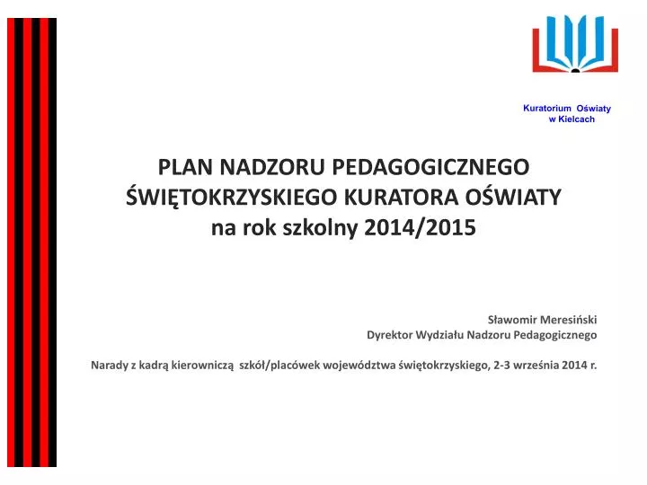 plan nadzoru pedagogicznego wi tokrzyskiego kuratora o wiaty na rok szkolny 2014 2015