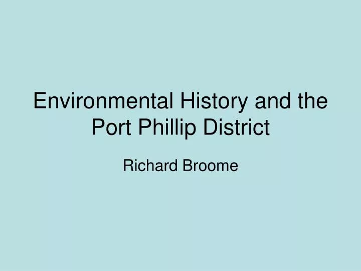 environmental history and the port phillip district