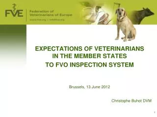EXPECTATIONS OF VETERINARIANS IN THE MEMBER STATES TO FVO INSPECTION SYSTEM