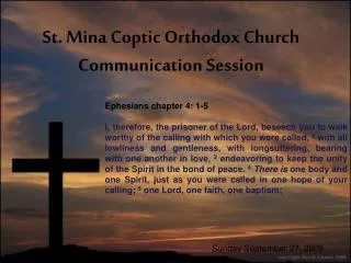 St. Mina Coptic Orthodox Church Communication Session