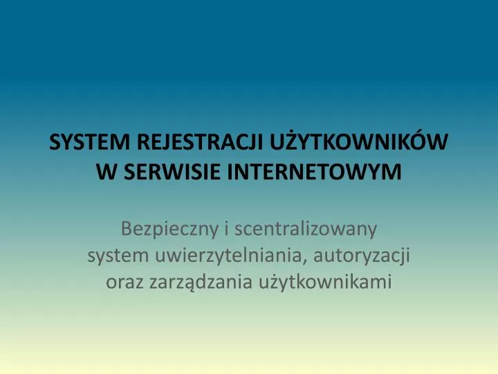 system rejestracji u ytkownik w w serwisie internetowym
