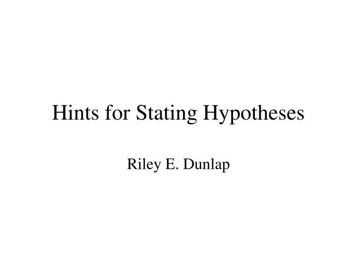 hints for stating hypotheses
