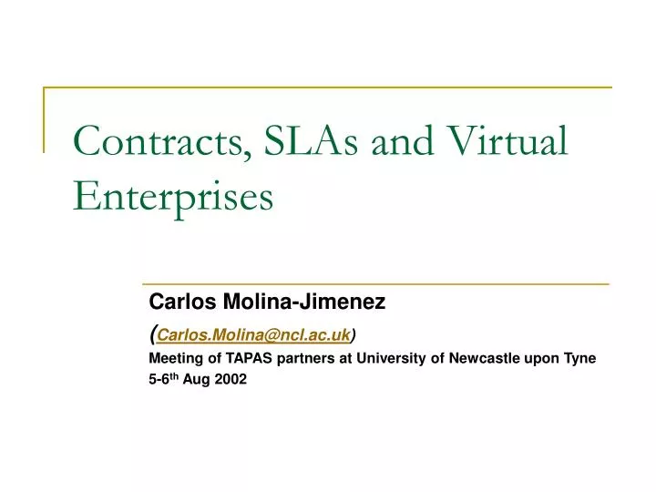 contracts slas and virtual enterprises